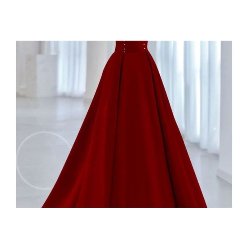 Puff-Sleeve Two Tone Bow A-Line Evening Gown