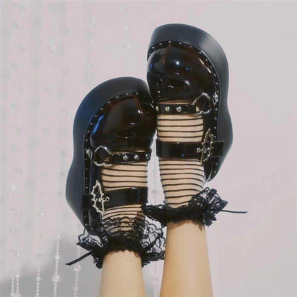 Punk Goth Bat Love Heart Buckle Platform Lolita Mary Janes