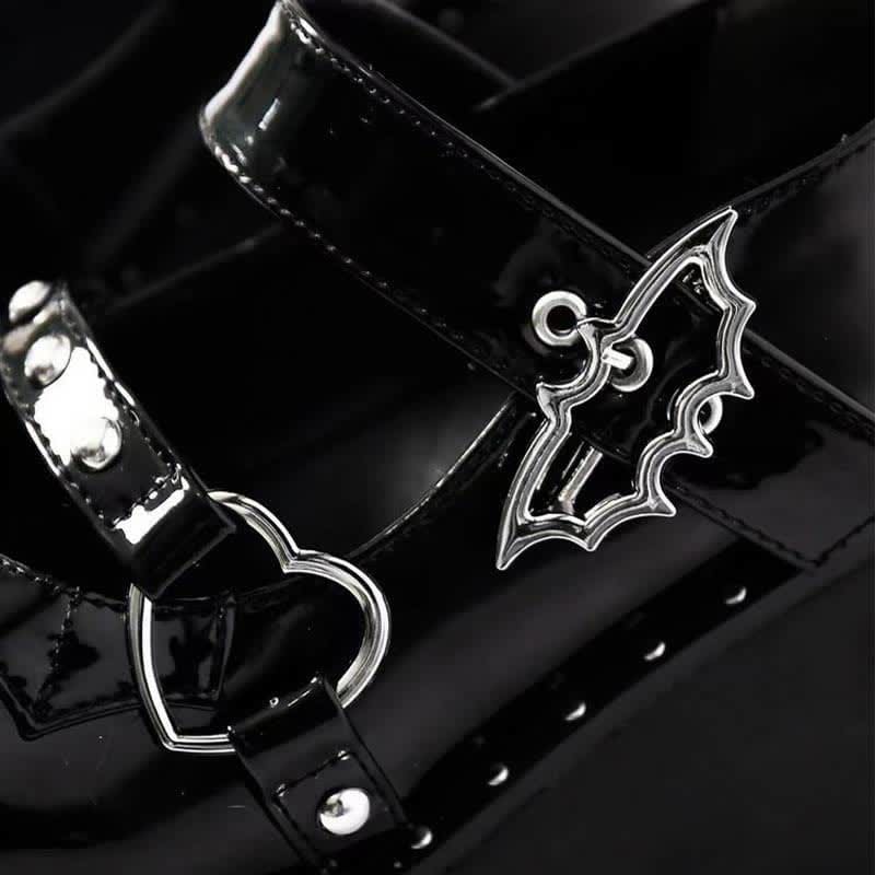 Punk Goth Bat Love Heart Buckle Platform Lolita Mary Janes