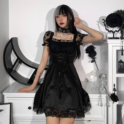 Punk Gothic Vintage Velvet Croset Dress MK17069