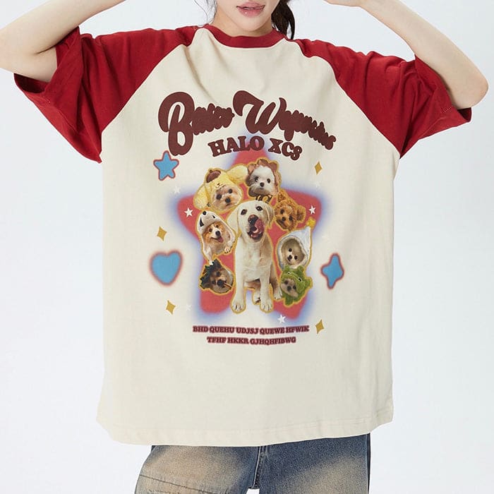 Puppy Oversized Graphic Tee - T-Shirts