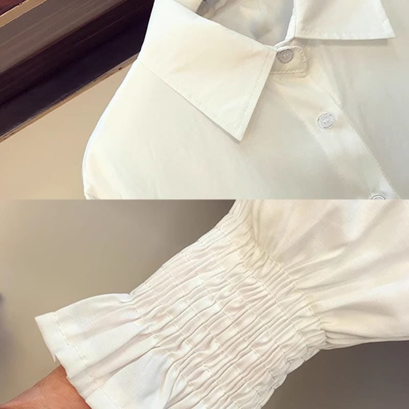 Pure Color Belted Vest Shirt Pants Three Piece Set