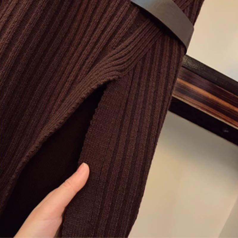 Pure Color Belted Vest Shirt Pants Three Piece Set