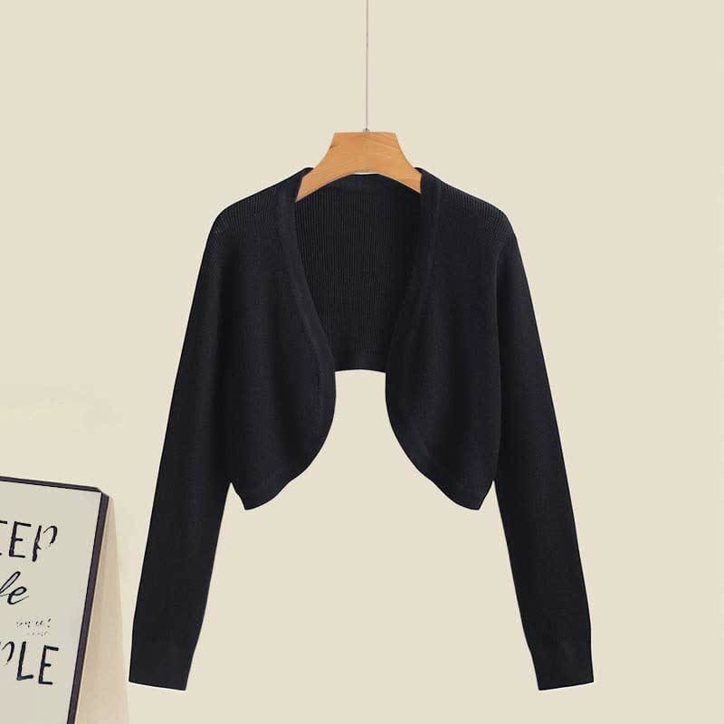 Pure Color Cardigan Floral Print Slip Dress - Top / M