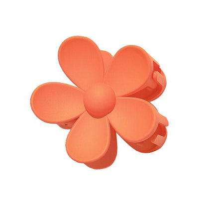 Pure Color Flower Hair Claw - Orange - Other