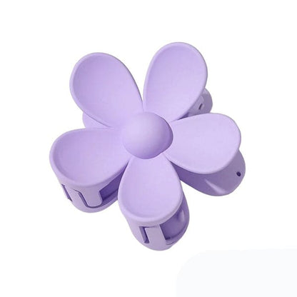 Pure Color Flower Hair Claw - Purple - Other