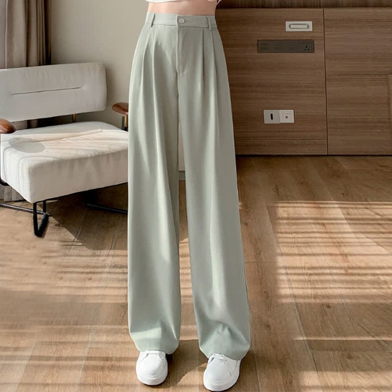 Pure Color Wide Leg Drape Suit Pants