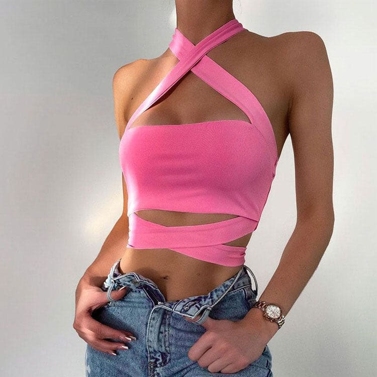 Pure Pink Tie Top - Tops