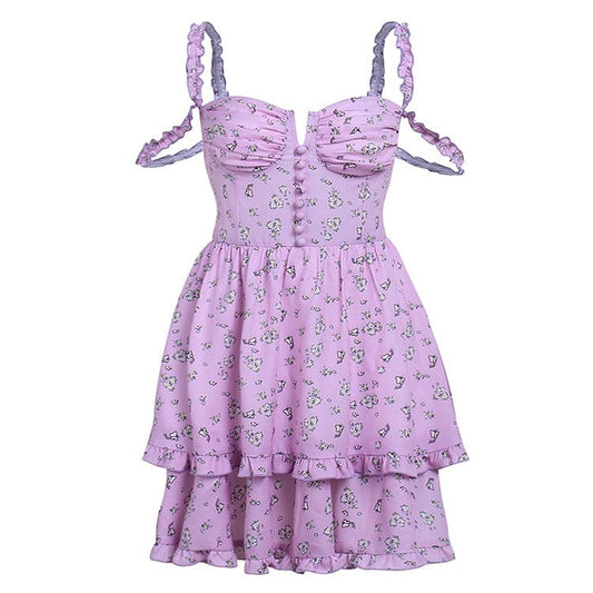 Purple Daisy Mini Dress - Dresses