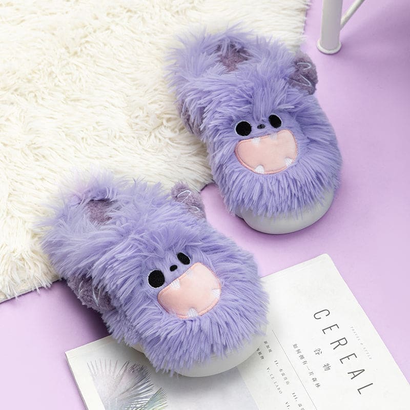 Purple Green Kawaii Monsters Slippers - 38/39 / Purple