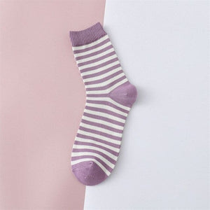 Purple Striped Pattern Socks - 4 - Socks
