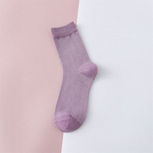Purple Striped Pattern Socks - 7 - Socks
