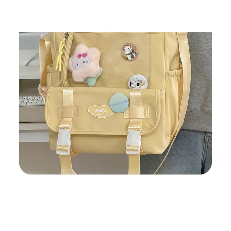 PVC Panel Buckled Tote Bag / Bag Charm / Set