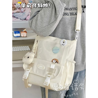 PVC Panel Buckled Tote Bag / Bag Charm / Set - With Cat