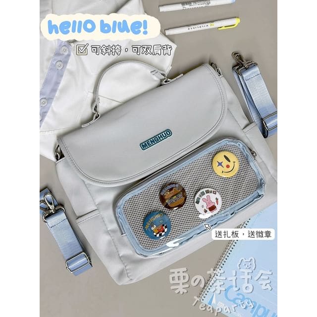 PVC Panel Flap Messenger Bag - Without Charm - Airy Blue