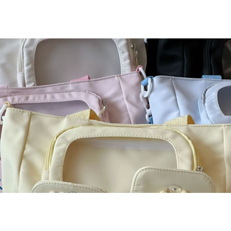 PVC Pocket Plain Tote Bag / Bag Charm / Set