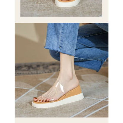 PVC Strap Platform Slide Sandals