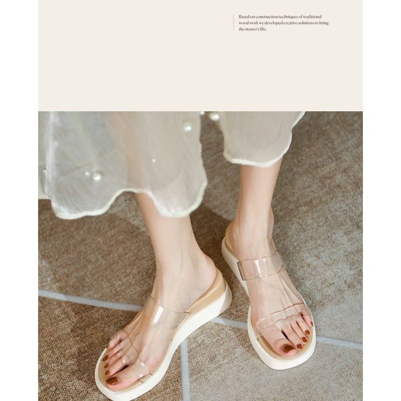 PVC Strap Platform Slide Sandals