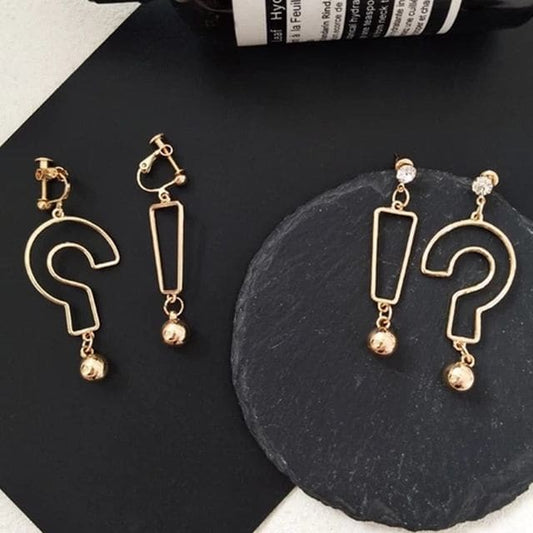 Question & Exclamation Mark Asymmetrical Dangle Earring Egirldoll