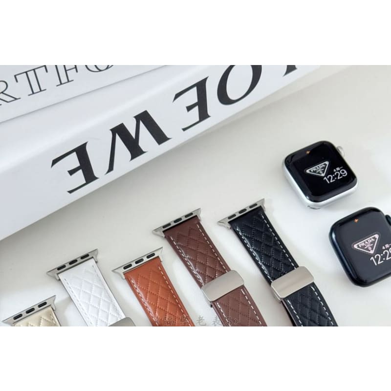 Quilted Faux Leather Magnetic Apple Watch Band