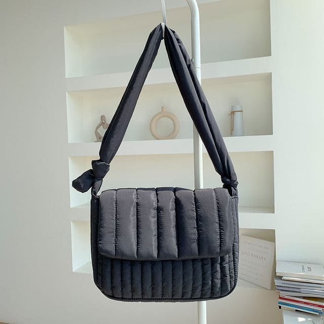 Quilted Flap Crossbody Bag - Black / One Size