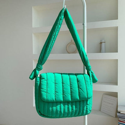 Quilted Flap Crossbody Bag - Green / One Size