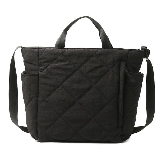 Quilted Tote Bag - Black / One Size