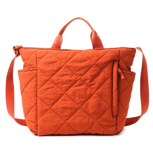 Quilted Tote Bag - Orange / One Size