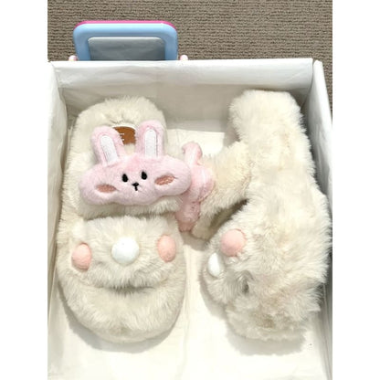 Rabbit Accent Fluffy Slide Sandals