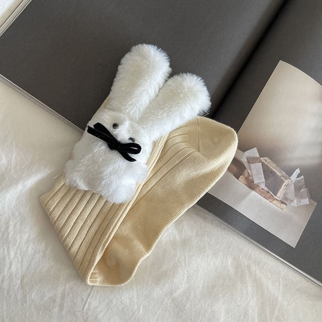 Rabbit Accent Socks - Almond / One Size