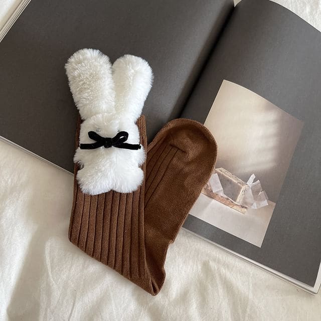 Rabbit Accent Socks - Chestnut / One Size