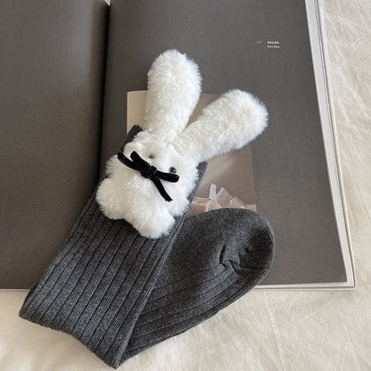 Rabbit Accent Socks - Dark Gray / One Size