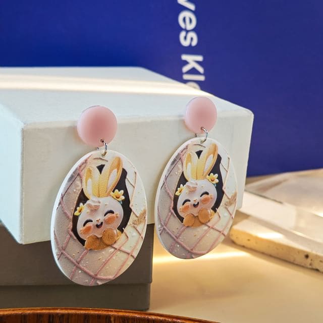 Rabbit Acrylic Drop Earring - 1 Pair - E6094-1 / One Size