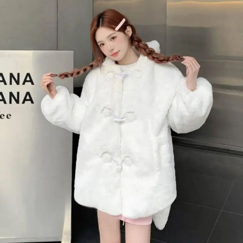 Kawaii Aesthetic Y2K Cute Fairy Rabbit Bunny Plush Coat MK Kawaii Store