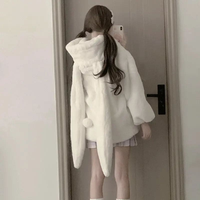 Kawaii Aesthetic Y2K Cute Fairy Rabbit Bunny Plush Coat MK Kawaii Store