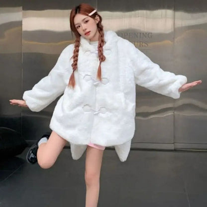 Kawaii Aesthetic Y2K Cute Fairy Rabbit Bunny Plush Coat MK Kawaii Store