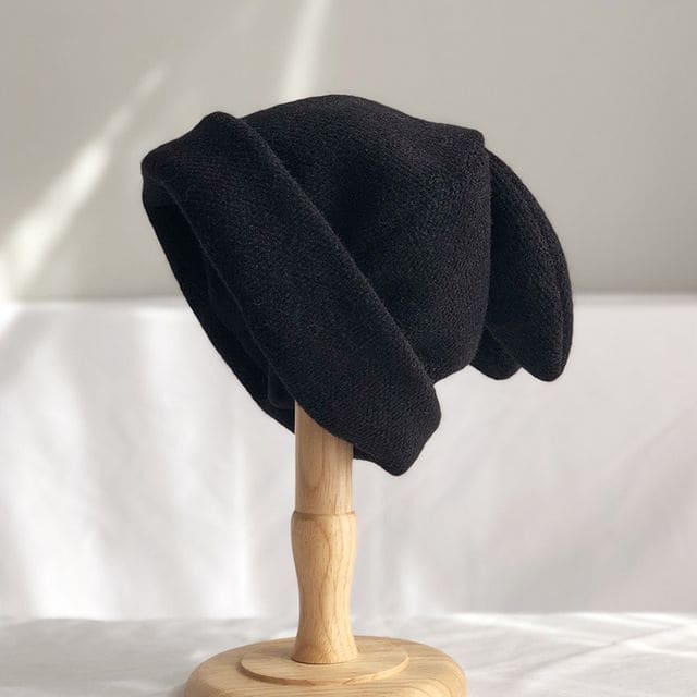 Rabbit Ear Beanie - Black / One Size