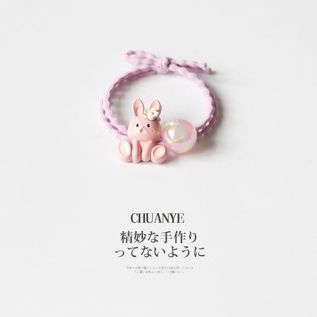 Rabbit Hair Tie - 01 - Pink / One Size