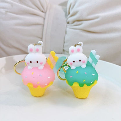 Rabbit Ice Cream Bag Charm Keyring