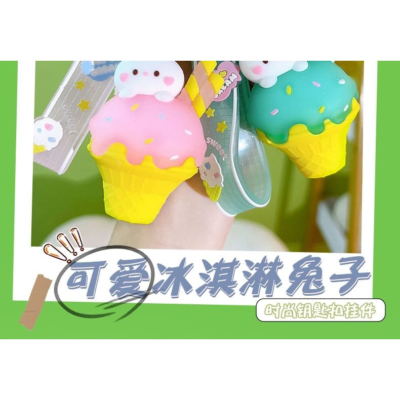 Rabbit Ice Cream Bag Charm Keyring