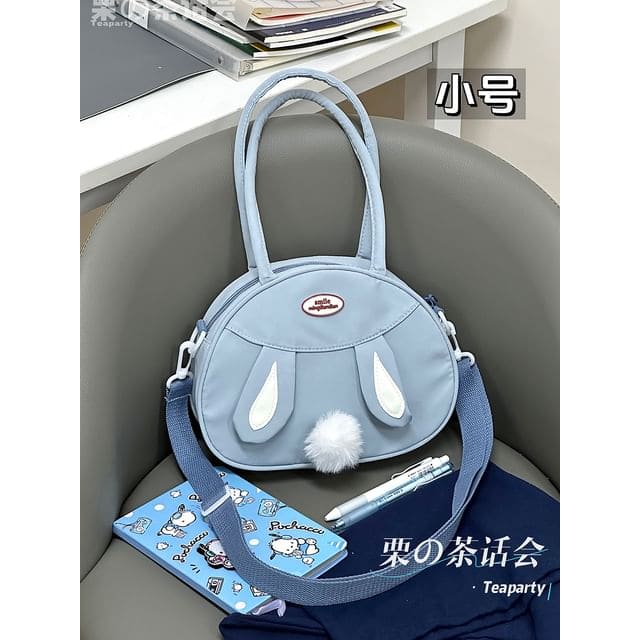 Rabbit Pom Pom Tote Bag - Without Charm - Blue / S