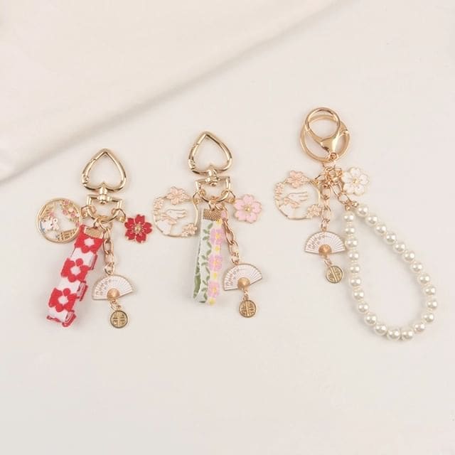 Rabbit Sakura Strap / Faux Pearl Bag Charm Keyring (Various ...