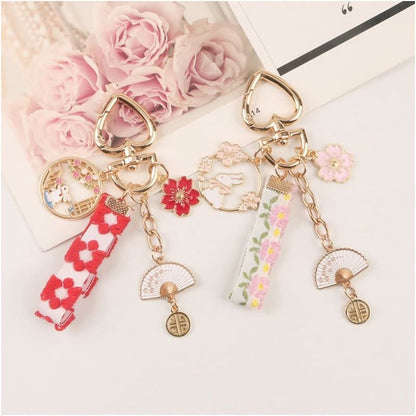 Rabbit Sakura Strap / Faux Pearl Bag Charm Keyring (Various