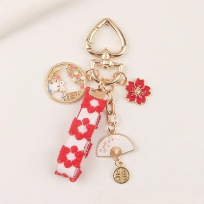 Rabbit Sakura Strap / Faux Pearl Bag Charm Keyring (Various