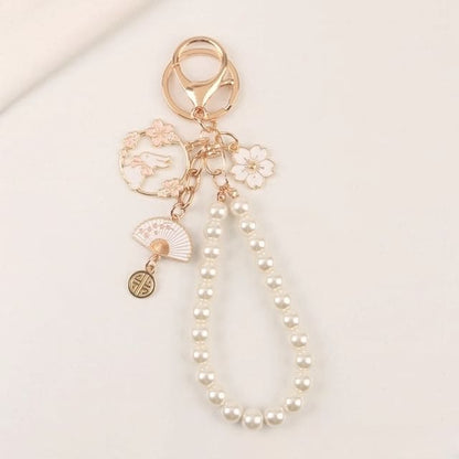 Rabbit Sakura Strap / Faux Pearl Bag Charm Keyring (Various