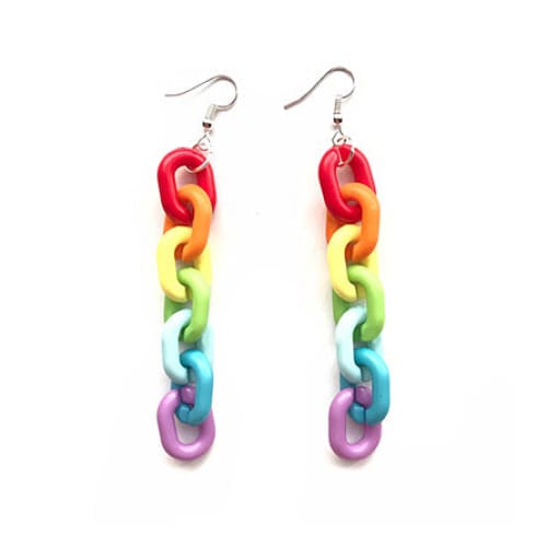 Rainbow Chain Earrings - Standart - earrings