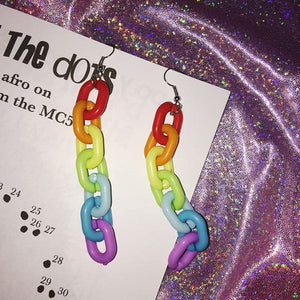 Rainbow Chain Earrings - Standart - earrings