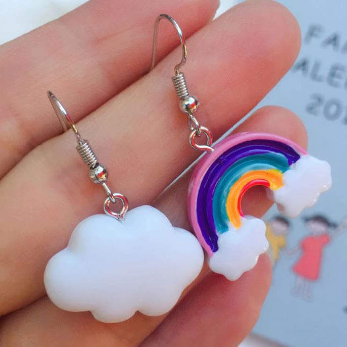 Rainbow Cloud Earrings - Standart - earrings