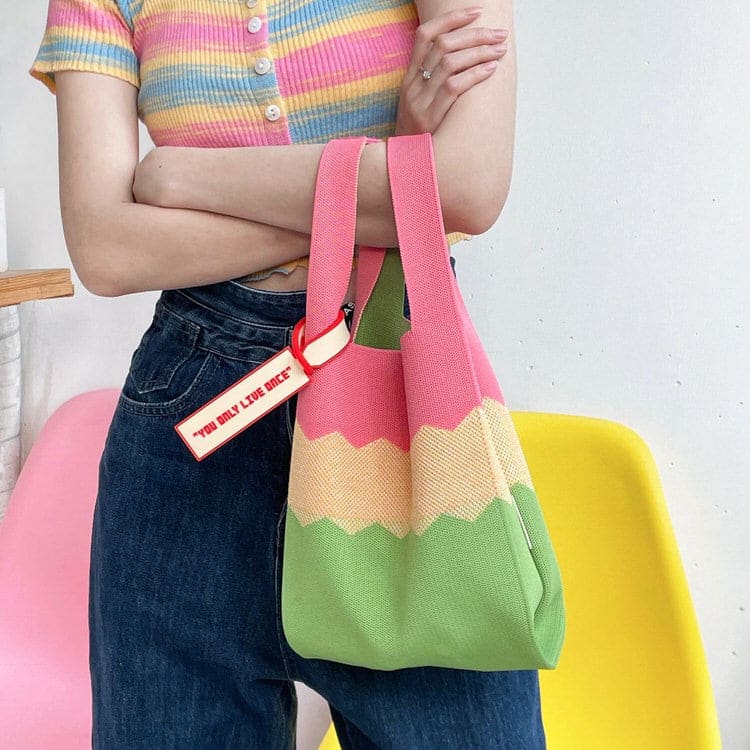 Rainbow Knit Handbag - Bags