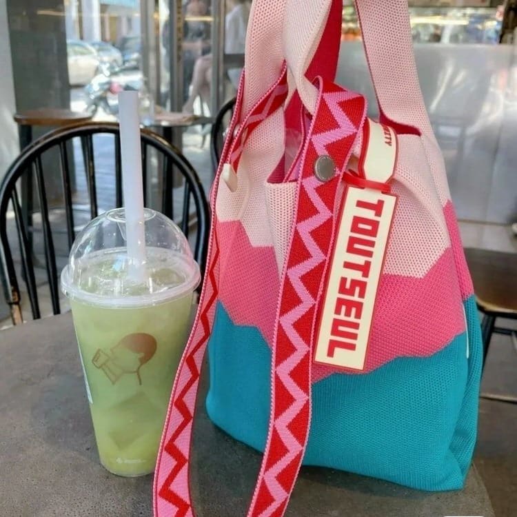 Rainbow Knit Handbag - Standart / Pink/blue - Bags